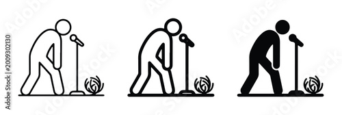 Tableau sur toile Stand-up Comedy Performance Icons, Nervous Speaker, Microphone, Audience Reactio