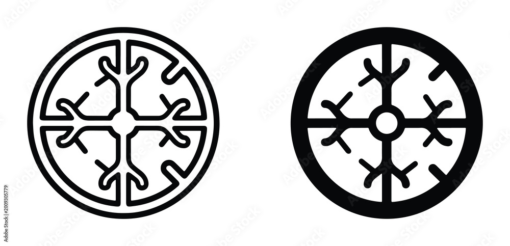 Fototapeta premium black and white circular symbols with intricate designs on transparent background