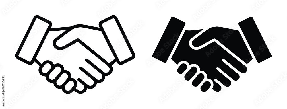 Obraz premium black and white handshake icons set on white background
