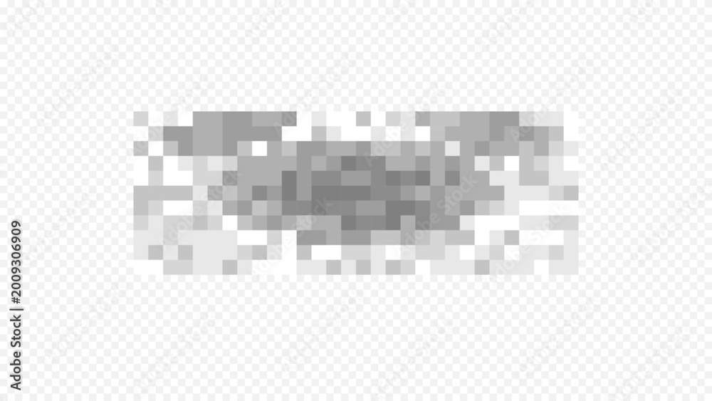 Fototapeta premium A gray pixelated censorship strip with an abstract mosaic texture, designed as a digital element to blur and hide information.