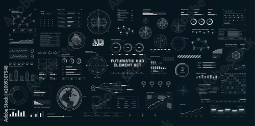 Canvastavla Futuristic HUD user interface with Sci-fi cyberpunk elements