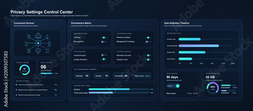 Photos Privacy Settings Dashboard with Device Controls