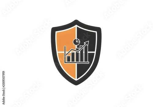 Shield with growth chart icon isolated on transparent background