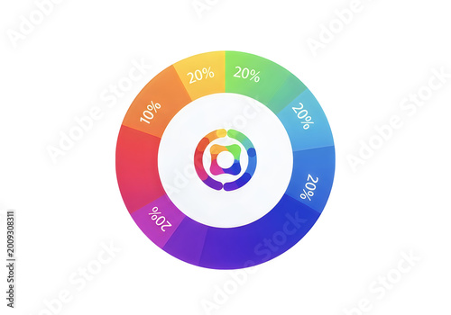 Colorful circular icon with heart isolated on transparent background