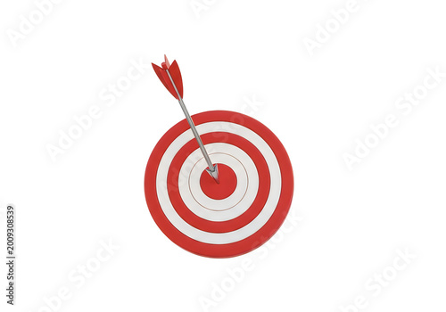 Red target with arrow hit isolated on transparent background