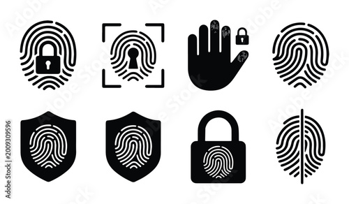 Tableau sur toile digital fingerprint identification and protection vector set