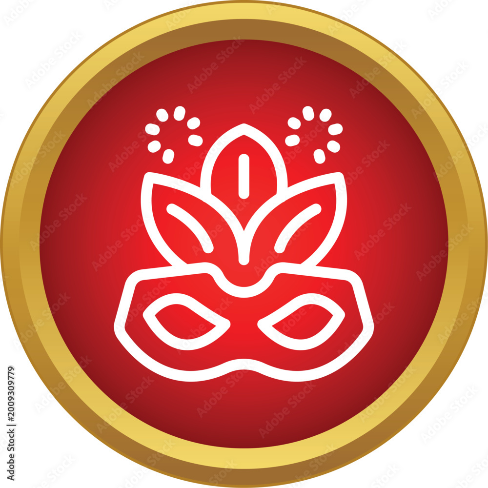 Obraz premium Ornate masquerade mask icon with feathers and sparkles for carnival festivities