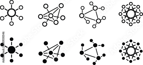 Business network icon set illustration