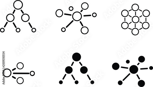 Business network icon set illustration