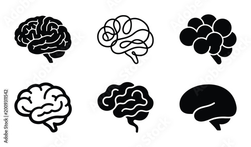 Cuadro en lienzo Diverse Brain Icons Set, EPS Vector Graphics for Medical, Science, and Psycholog