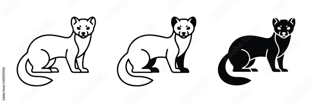 Obraz premium ferret silhouette vector set on white background