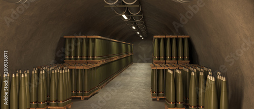 Large Stockpile of 155mm Artillery Shells in Reinforced Concrete Military Bunker