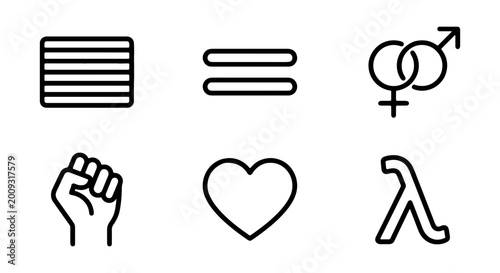 Canvastavla Equality, Love, and Rights Icons: Gender, Fist, Heart, Lambda Symbols