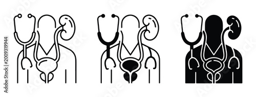 Tableau sur toile Nephrology medical icon set, urology doctor with kidney and bladder anatomy, pro