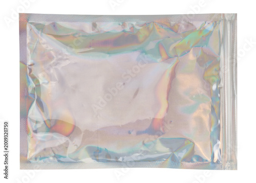 Photos Holographic ziplock bag made of mother-of-pearl iridescent packaging