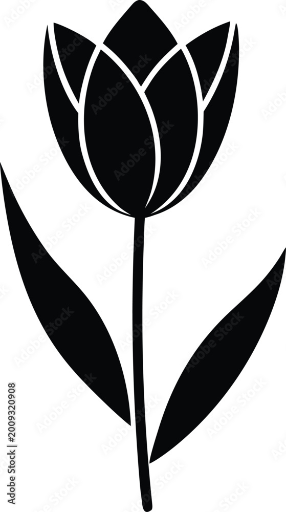 Obraz premium Elegant black and white tulip illustration a simple floral design