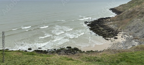 Bay Seen from the Top of a Cliff Coast