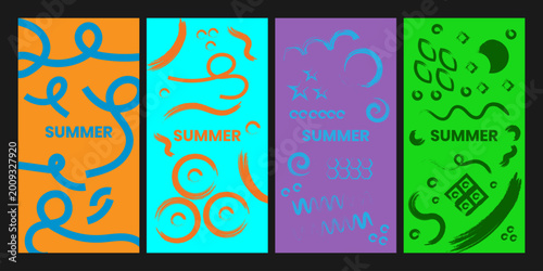 Abstract Summer Background Collection with Vibrant Colorful Shapes and Modern Design