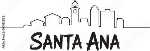 Tableau sur toile Santa ana skyline minimalist line art style with text for travel posters banners