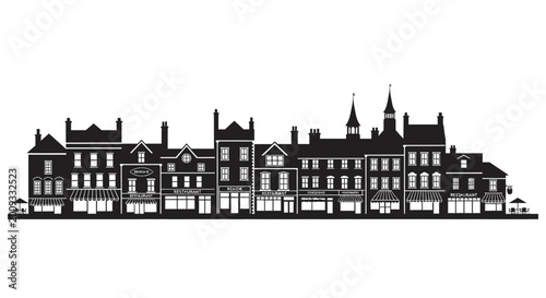 Large Building with Many Windows Silhouette.