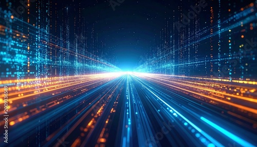 Digital Highway of Lights Data Flow Futuristic Technology Abstract Background