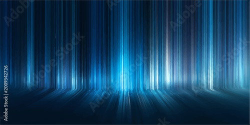 Photos abstract lines of radiant, glowing blue illuminate a sleek, futuristic backdrop, hinting at technological innovation and advancement