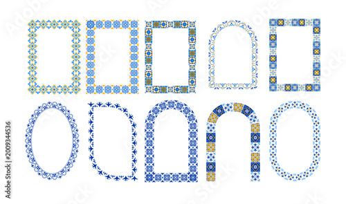 Foto Ornamental frames collection with traditional Azulejo Portuguese tile patterns