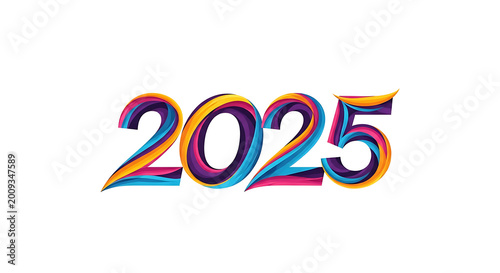 Colorful 2025 text with rainbow gradient effect