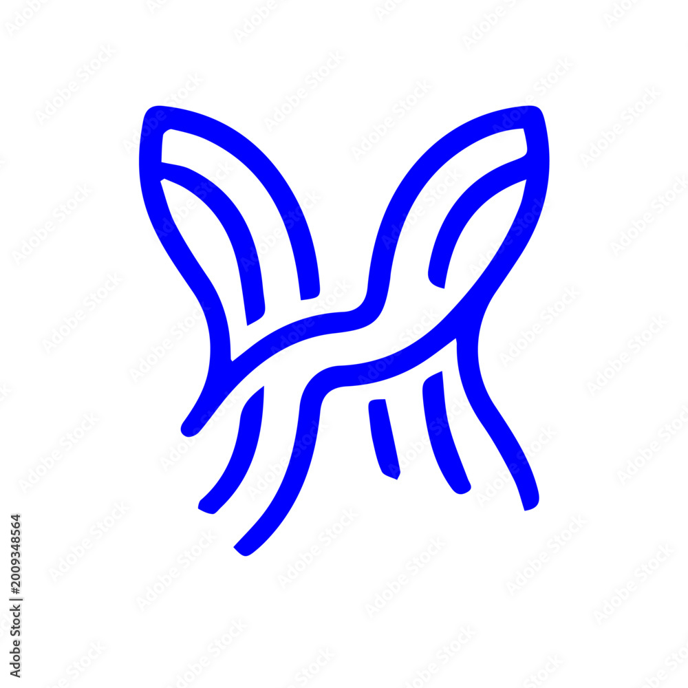 Fototapeta premium Blue butterfly icon, vector illustration, simple design, minimalist symbol