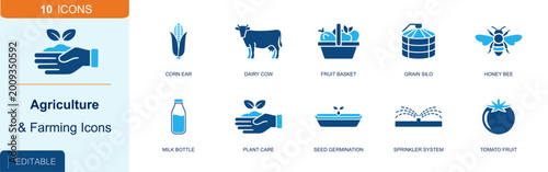 Canvastavla Agriculture and farming icon set