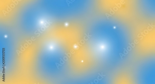 abstract defocused blue and yellow background with white lights