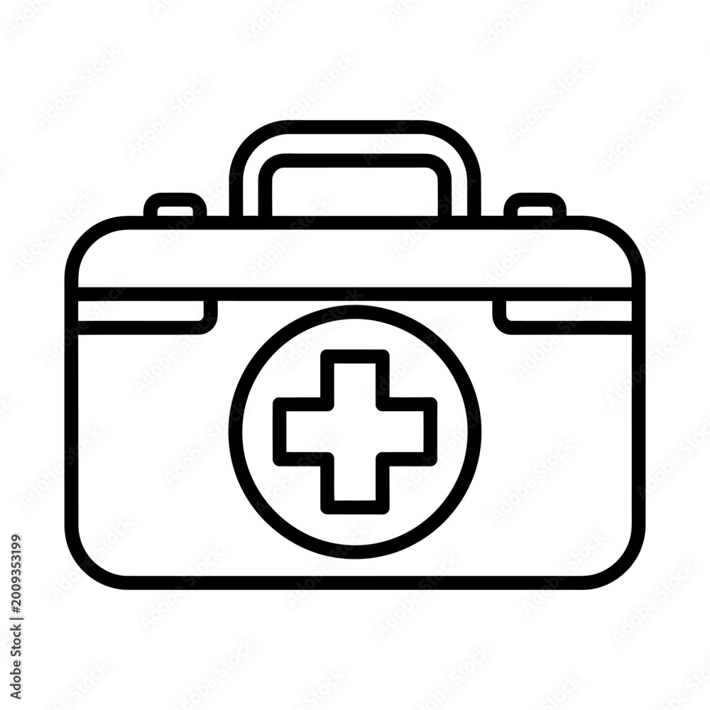 Fototapeta premium First aid kit with medical cross symbol for emergency healthcare and assistance first responder medical supplies