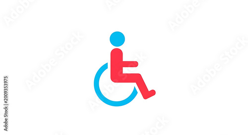 Red and blue circular arrow with a blue dot, style circle