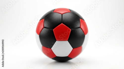 Soccer Ball with Red Black and White Patches on White