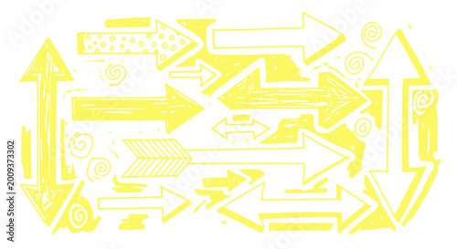 Yellow Arrows Collage: Direction, Choice, Decision, Movement, Abstract Design