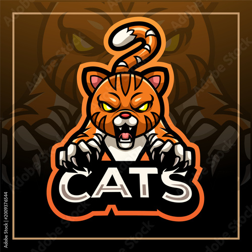 The cat mascot esport logo design