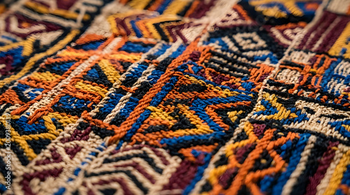 Woven textile with geometric pattern