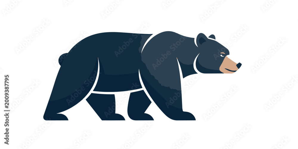 Naklejka premium Black bear walking on ground.