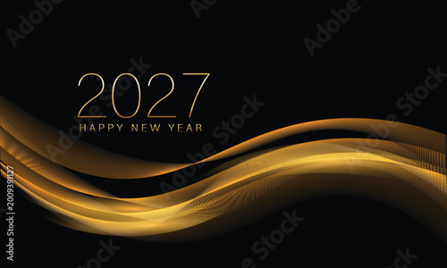 Luxury Dark Background with 2027 Text and Golden Light Effect