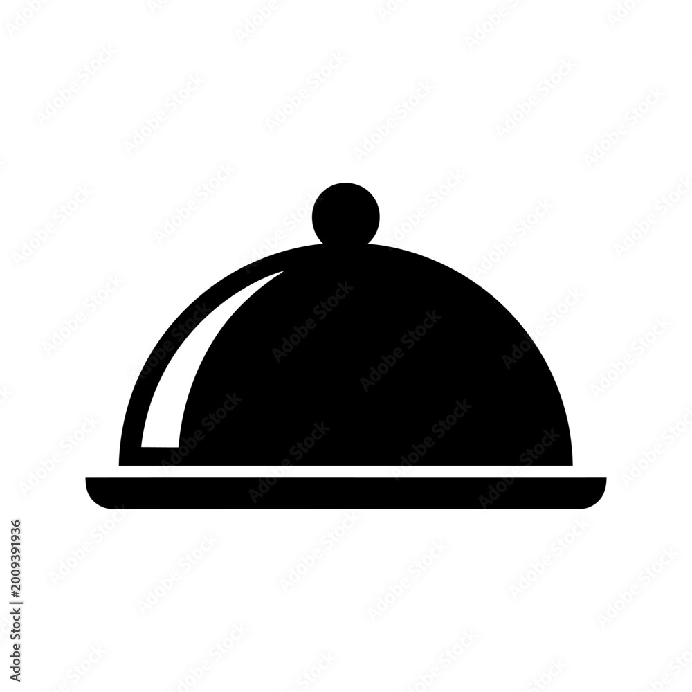 Fototapeta premium Serving tray with cloche dome icon restaurant catering hospitality isolated