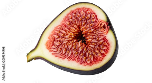 Freshly harvested ripe fig resting against a plain backdrop isolated on transparent background