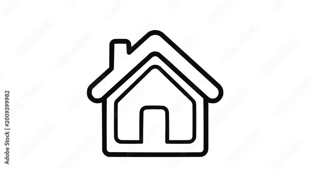 Fototapeta premium Minimalist house icon in black outline.