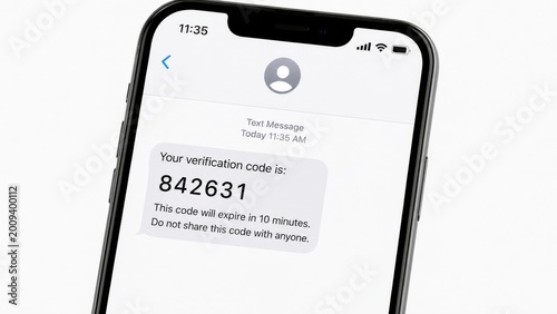 Smartphone displaying a verification code for secure access and privacy protection. concept of digital security, online authentication, safety measures