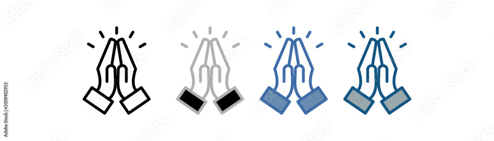 Fototapeta premium devotion icon set multiple style collection with two-handed design