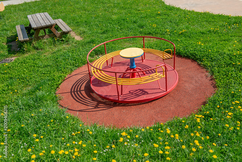 Colorful carousel in the playground