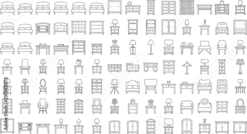 Collection of black and white line furniture and line black and white dresser nightstand