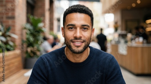 Handsome mixed race portrait man looking at camera, confident lifestyle image for fashion, grooming, identity and modern branding, clean close-up with expressive gaze and polished commercial