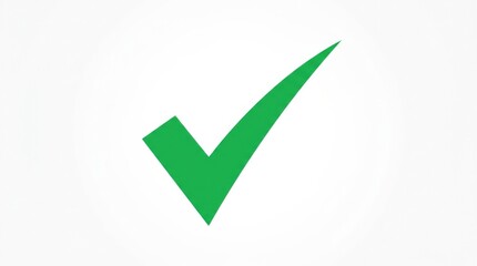 Green check mark symbol isolated on white background, success approval done and yes concept, clean confirmation icon, minimal design element, crisp edges, studio lighting, no logos