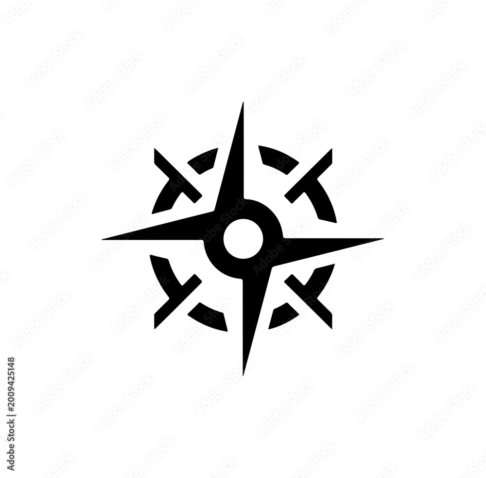 Fototapeta premium Geometric Compass Logo - Bold Black Minimalist Design