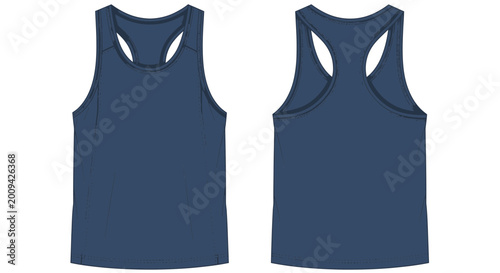 Canvastavla Blue Tank Top Mockup: Front and Back View of Sleeveless T-Shirt